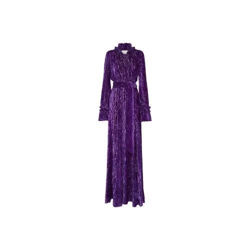 PHILIPP PLEIN SS23 Длинное Платье с Длинными Рукавами Женское Фиолетовое