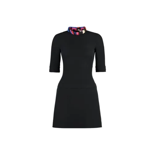 EMILIO PUCCI Marmo Принт Мини Платье Короткий Рукав Платье Женское Черное