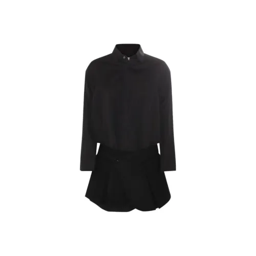Sacai Черное Женское Длинное Платье с Рукавами