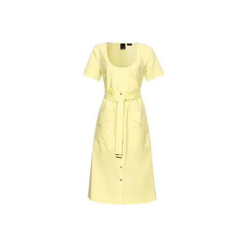 PINKO Желтые Женские Короткие Платья с Рукавами