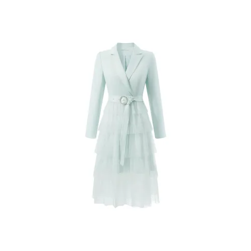 AUI Длинное платье с длинными рукавами женское светло-зеленое