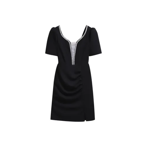 Silky Queen Короткий рукав Платье Женское Черное