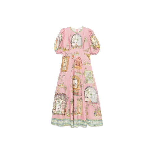 ALEMAIS Короткий рукав Платье Женское Розовое