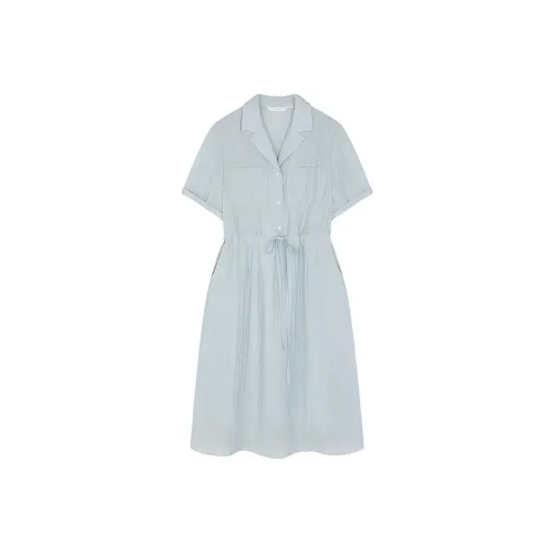 IHIMI Короткий рукав Платье Женское Ледниково-синий