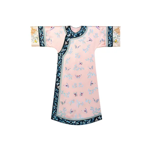 YICHENGFENGXU Длинный рукав Платье Женское Розовое Бабочка Вышитое Оригинальное Позиционирование Стиль Рубашка