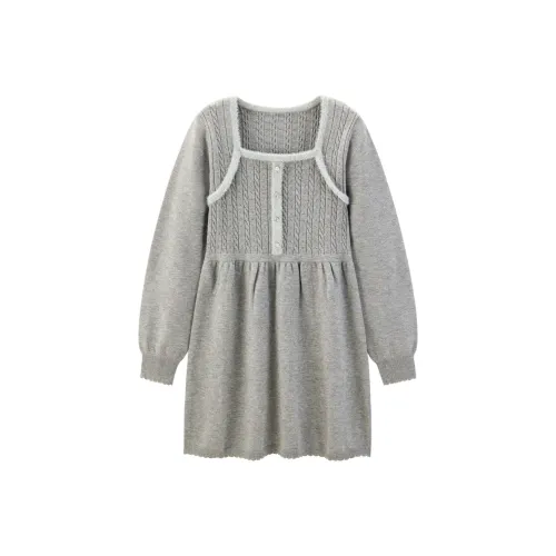 LEDIN Длинное платье с длинными рукавами женское жемчужно-серый