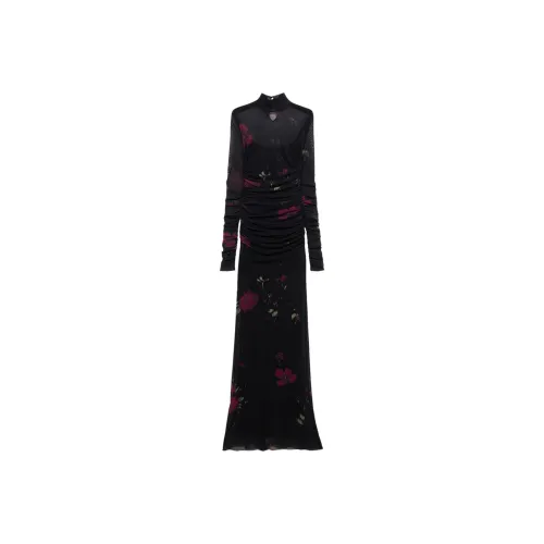 Blumarine Черное Женское Длинное Платье с Рукавами