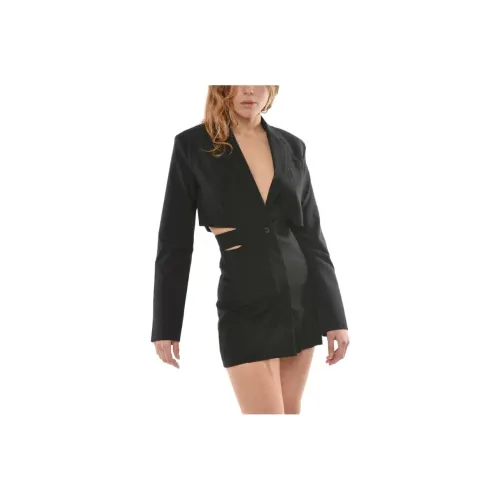 Jacquemus Черное Женское Длинное Платье с Рукавами