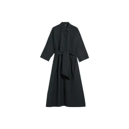 MaxMara Длинное платье с длинными рукавами женское черное