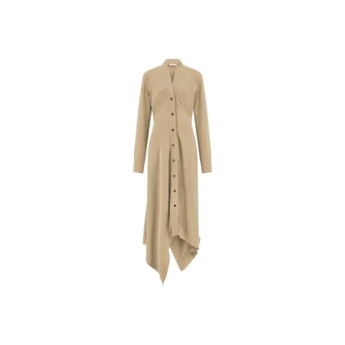 FERRAGAMO Длинное платье с длинными рукавами женское бежевый