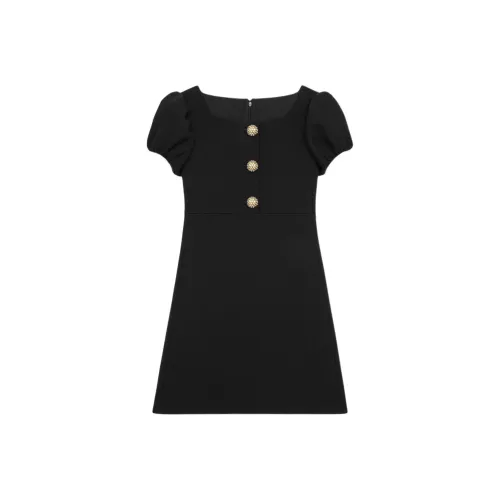 CELINE Короткое платье с короткими рукавами женское черное