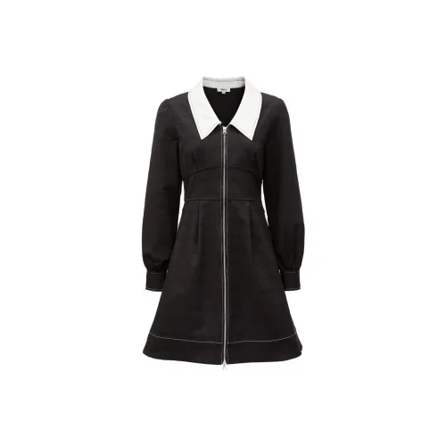 Only H1Z черное женское платье с длинным рукавом