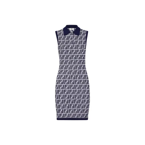 FENDI Без рукавов Платье Женское Морской синий