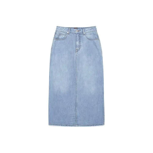 Lee Denim Long Skirt Women's Light Blue