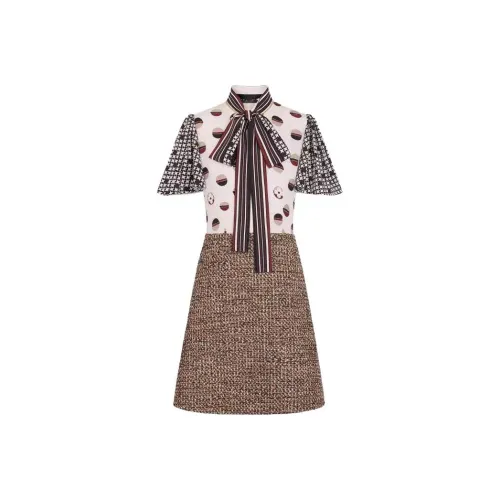 LOUIS VUITTON Короткое платье с короткими рукавами женское многоцветное