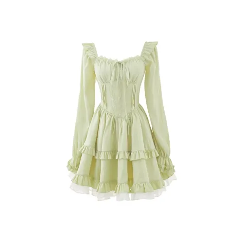 AFGGD Длинное платье с длинными рукавами женское зеленое