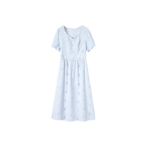 SHIRAN Короткий рукав Платье Женское Светло-синий