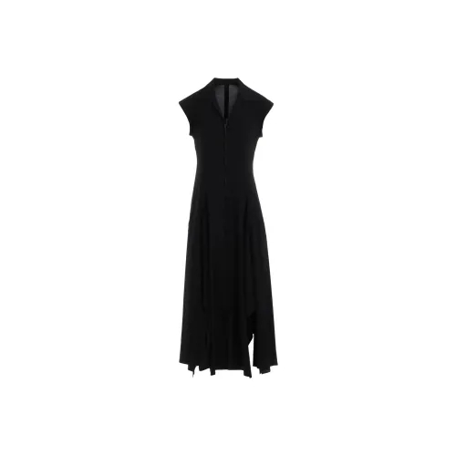 Yohji Yamamoto Черные Женские Короткие Платья с Короткими Рукавами