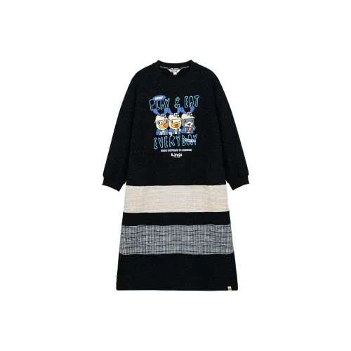 B.Duck Длинное платье с длинными рукавами женское черное