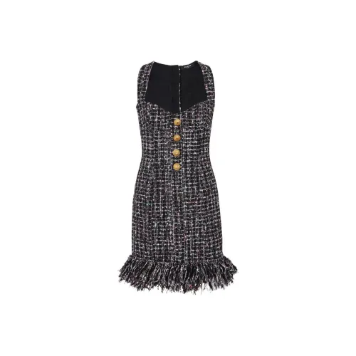 BALMAIN SS24 Sleeveless Dress Women's Black BALMAIN SS24 Без рукавов Платье Женское Черное