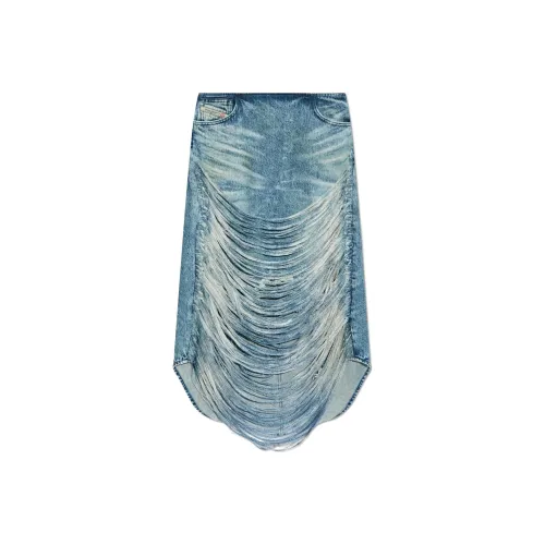 DIESEL Деним Длинный Юбка Женская Светло-Синий