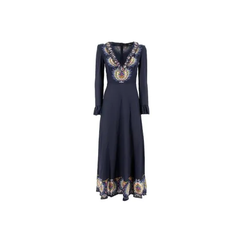 ETRO Синий Женские Длинные Платья с Рукавами