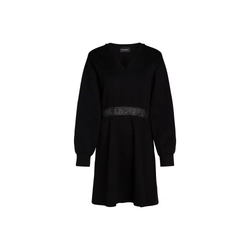 KARL LAGERFELD Длинное платье с длинными рукавами женское черное