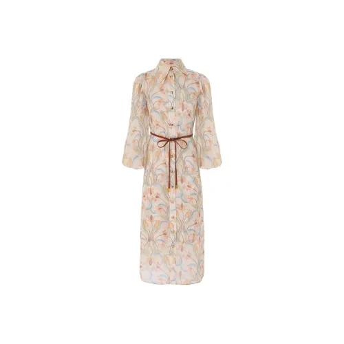 Zimmermann FW24 Длинное платье с длинными рукавами женское многоцветное