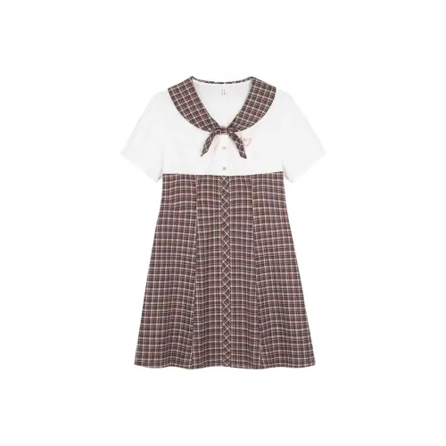 SYEEE WITH U Короткий рукав Платье Женское Розовое