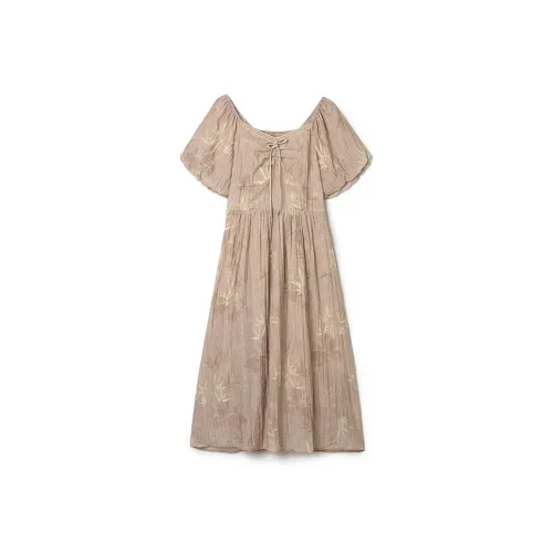 Mapping Короткий рукав Платье Женское Розовое