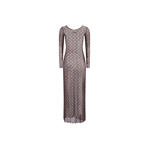 Marine Serre FW24 Длинное платье с длинными рукавами женское цвет шоколадный коричневый