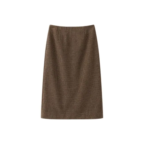 MOPROBABLY KNIT Длинная Юбка Женская Желтая Клетка Журавль