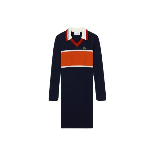 LACOSTE Морской синий/Красный Многоцветный Женские Длинные Рукава Платья