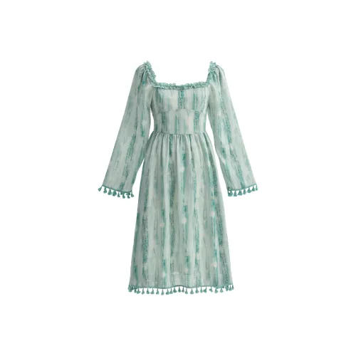 SNBL Длинное платье с длинным рукавом женское зеленое