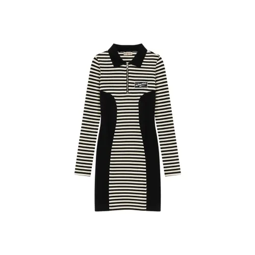 NO ONE ELSE Черно-белые полосы Женские Длинные рукава Платья