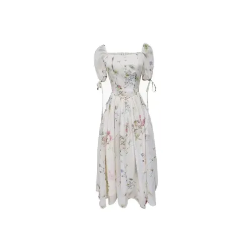 Lookinto SS25 Короткий рукав Платье Женское Экрю