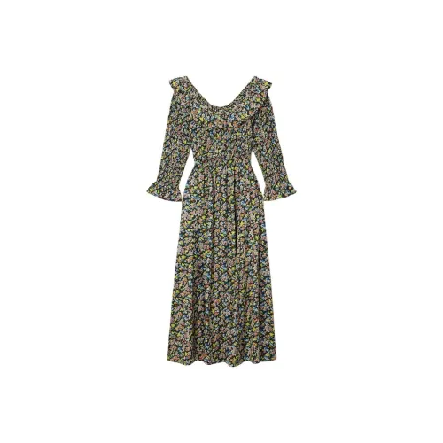 DOEN FW24 Длинное платье с длинным рукавом женское многоцветное