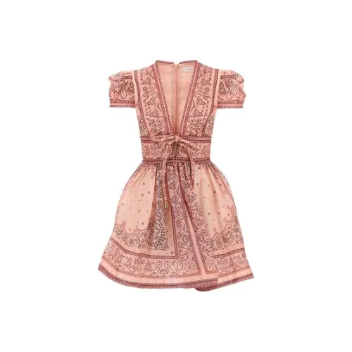 Zimmermann Розовые Женские Платья с Коротким Рукавом