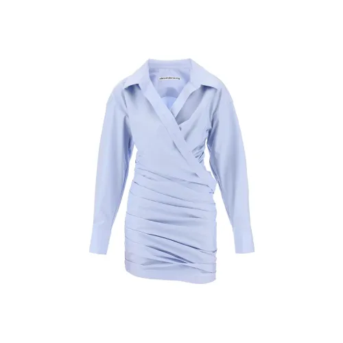 Alexander Wang Длинное платье с длинными рукавами женское синее