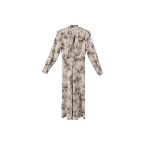 YUMOMO STAR Чернила Цветочный Женские Длинные Рукава Платья