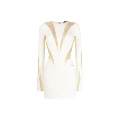 Mugler Длинное платье с длинными рукавами цвет белый