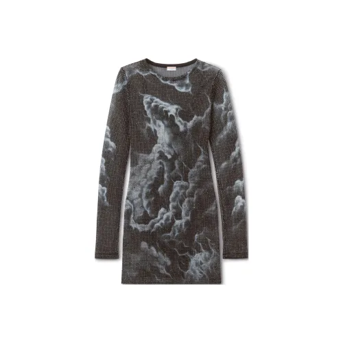 Alexander Wang FW24 Длинное платье с длинными рукавами женское черное