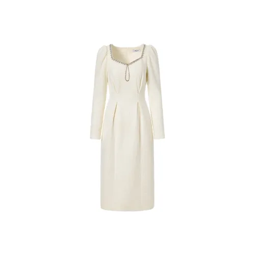 TAMMY TANGS Длинное платье с длинными рукавами женское абрикосового цвета