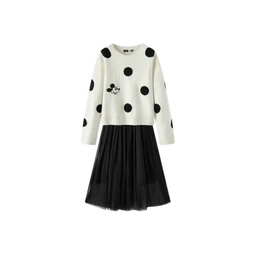 SEM R X Disney Длинный рукав Платье Женское Белый Черный тон