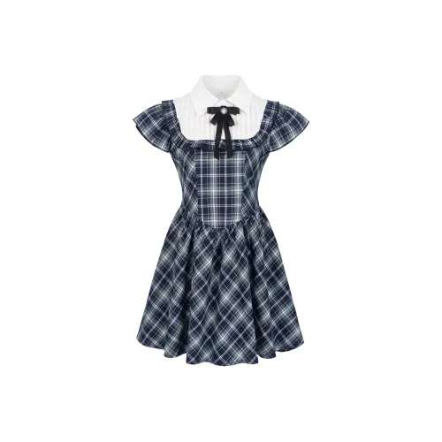 UPNANAWANG Короткий рукав платье женское темно-синий