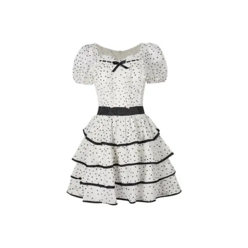 QUIET ANGEL Белое Женское Короткое Платье с Рукавами