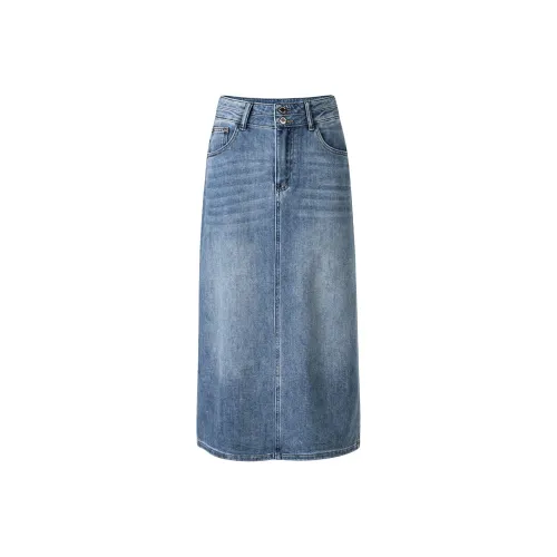 NAVIGARE Denim Long Skirt Women's Dark Pearl Royal Blue NAVIGARE Деним Длинная Юбка Женская Темный Жемчуг Королевский Синий