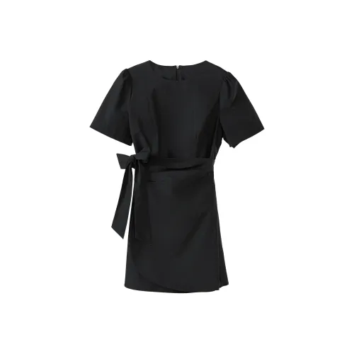 Fstudio Black Женские Короткие Платья с Рукавами
