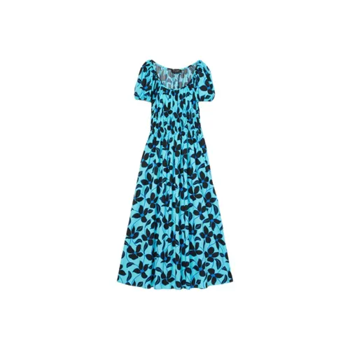 Kate Spade SS24 Короткое платье с короткими рукавами женское синее