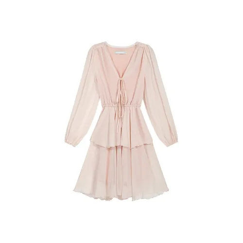 ARIADNAW STUDIO Длинное платье с длинными рукавами женское розовое